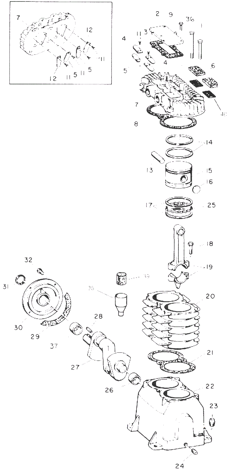 Pump Parts Diagram and Parts List for VT5310  Campbell Hausfeld Compressor